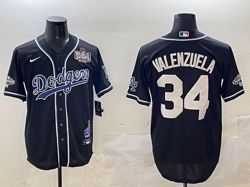 Men Los Angeles Dodgers #34 Valenzuela Black Fashion Game 2025 Nike MLB Jersey style 3061